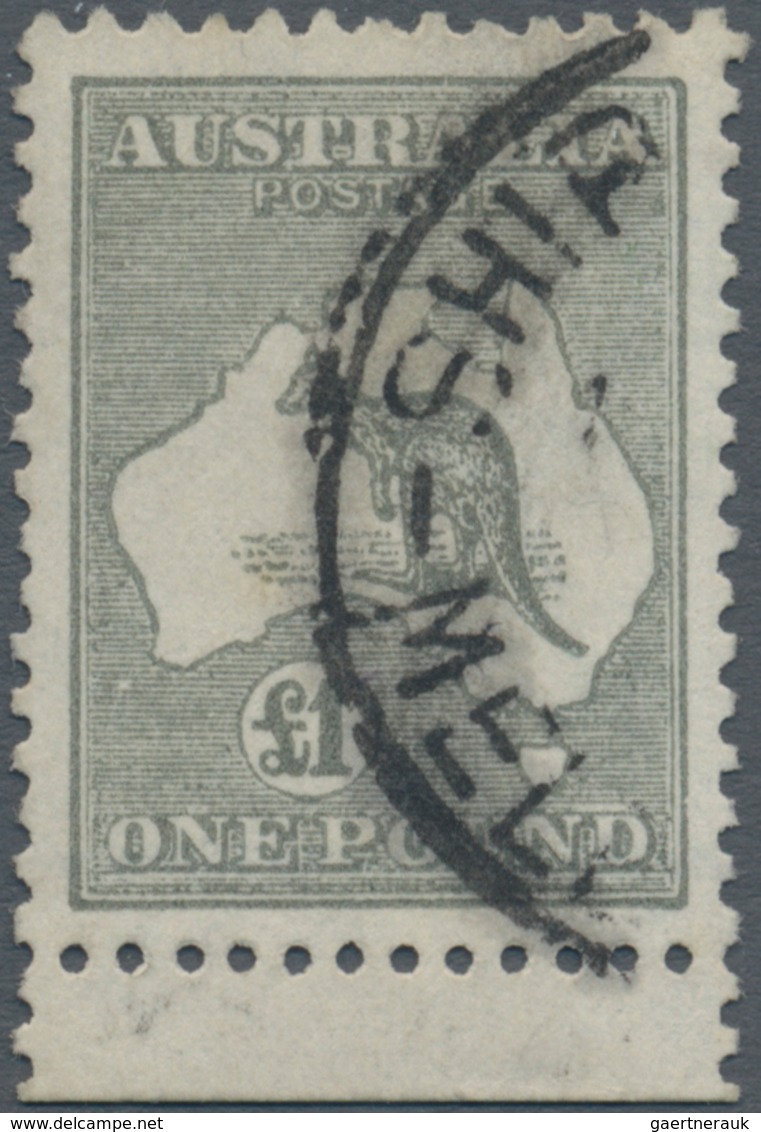 Australien: 1924, Kangaroo £1 Grey 3rd Wmk. From Lower Margin Good Used With Heavier Part Cds. (Ship - Other & Unclassified