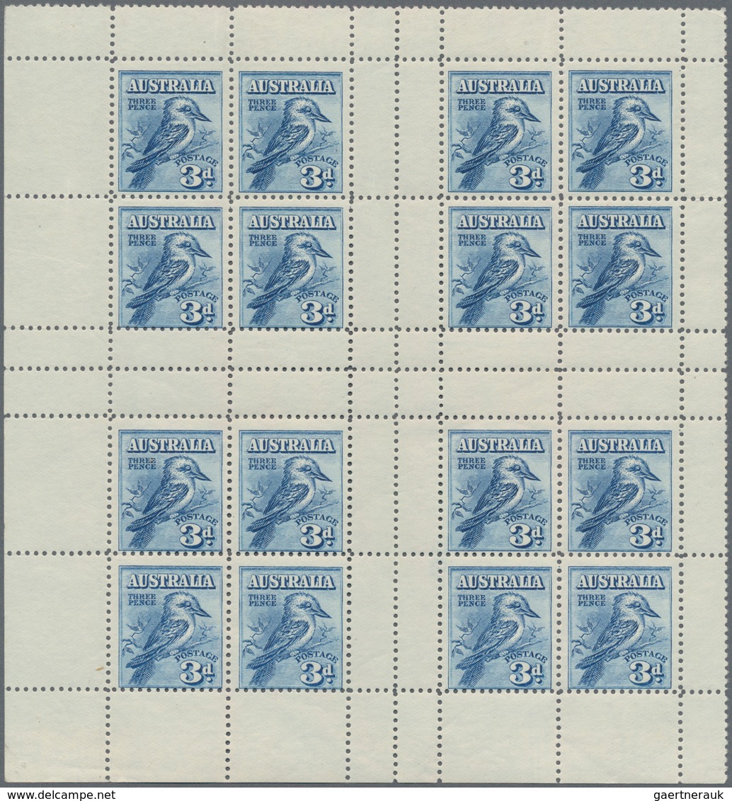 Australien: 1928, Kookaburra Miniature Sheet In A Block Of Four From Lower Left Corner, Mint Never H - Other & Unclassified