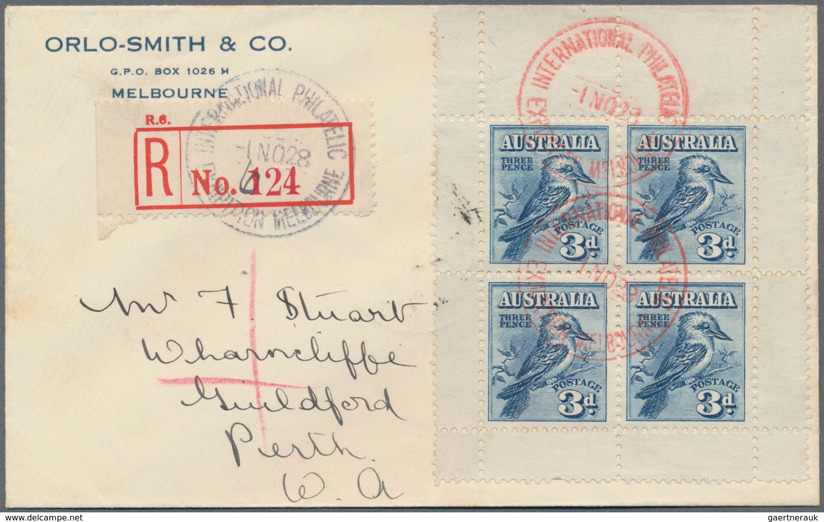 Australien: 1928 (1.11.), Kookaburra Miniature Sheet From Upper Margin Used On Registered Cover With - Other & Unclassified