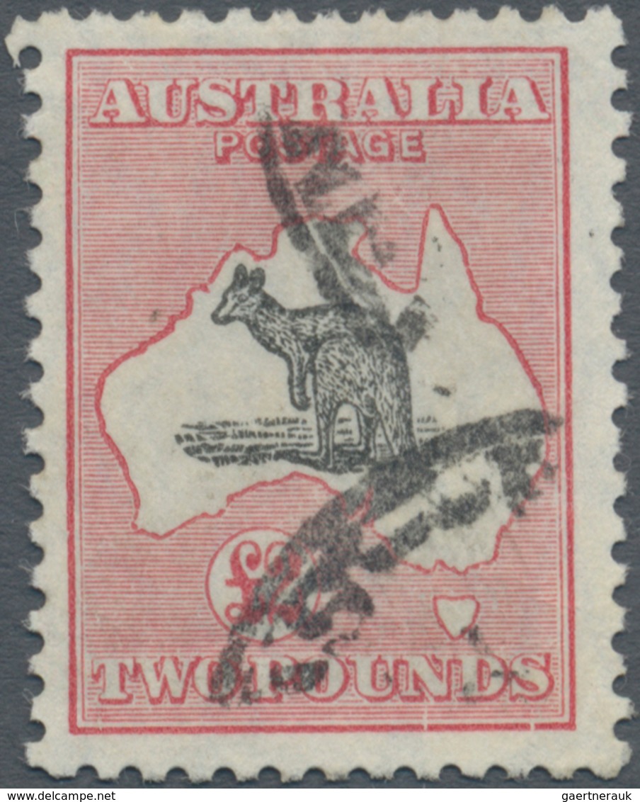 Australien: 1930, Kangaroo £2 Black And Rose With Small Mult. Wmk. Used With Two Poor Part 'Sydney' - Andere & Zonder Classificatie