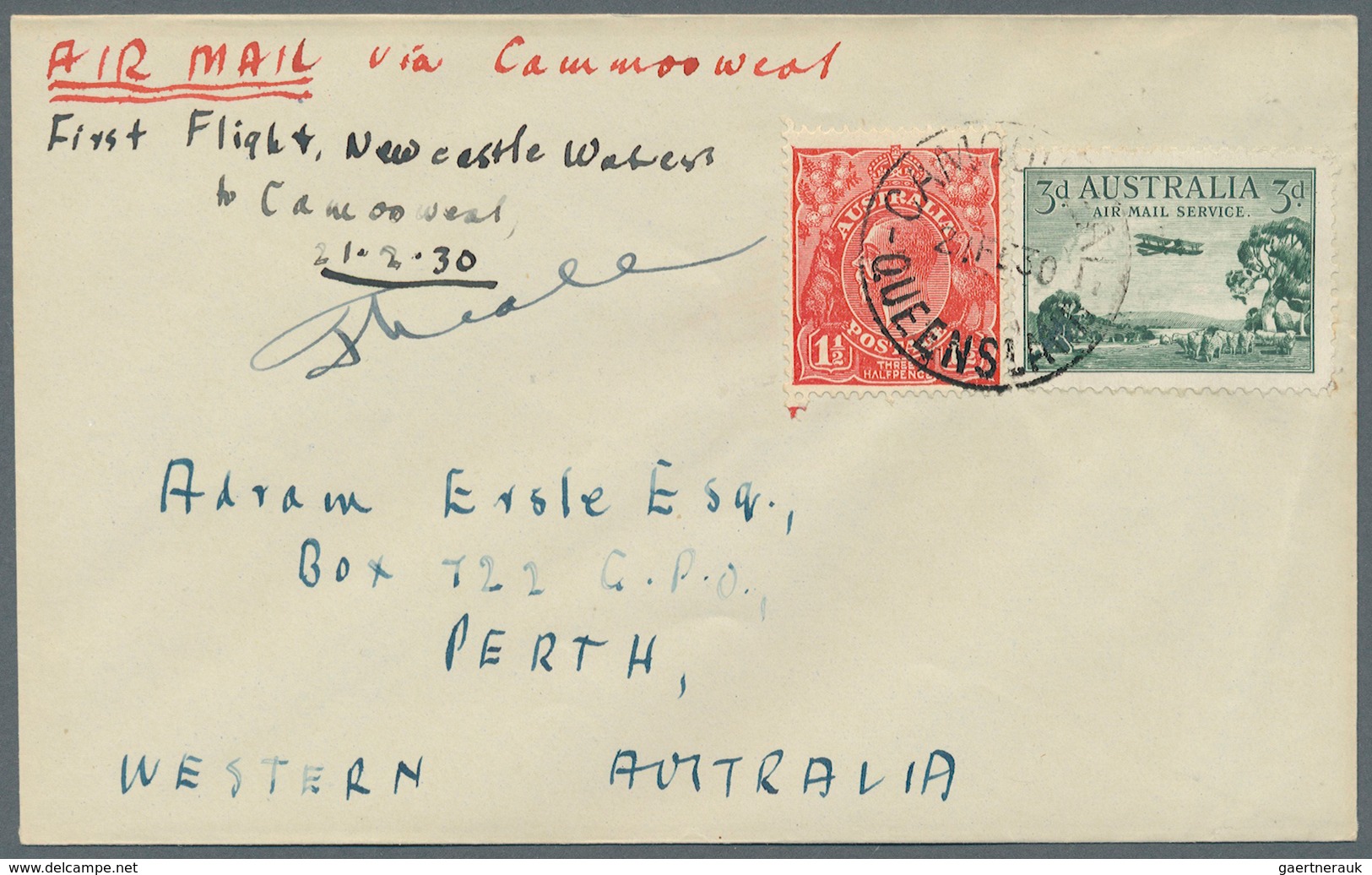 Australien: 1930 (18.-24.2.), Eight First Flight Covers Each Bearing Airmail 3d Green + KGV 1 1/2d S - Other & Unclassified