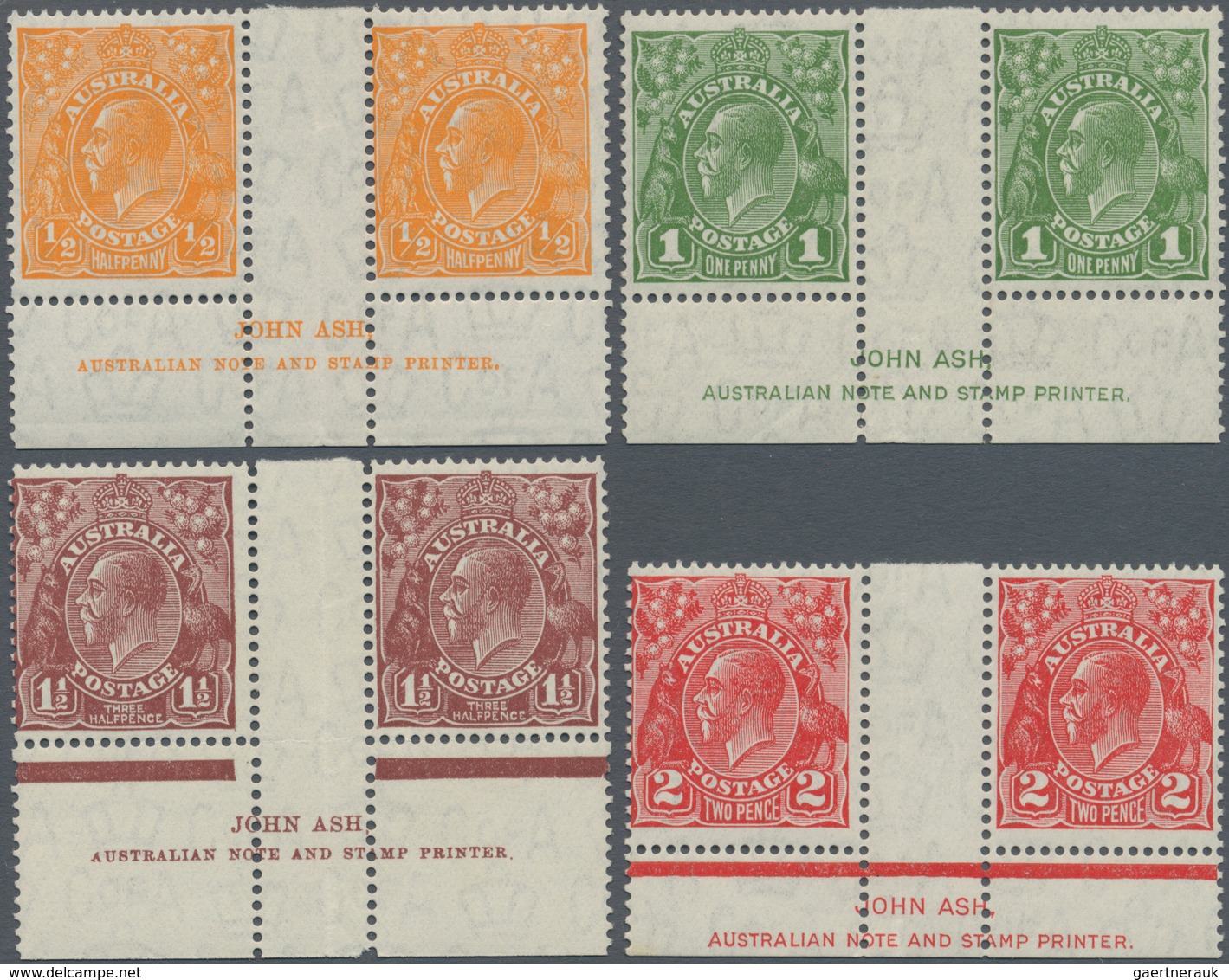 Australien: 1931/1936, KGV Heads With CofA Wmk. Complete Set Of Eight In Horizontal Gutter Pairs Wit - Other & Unclassified