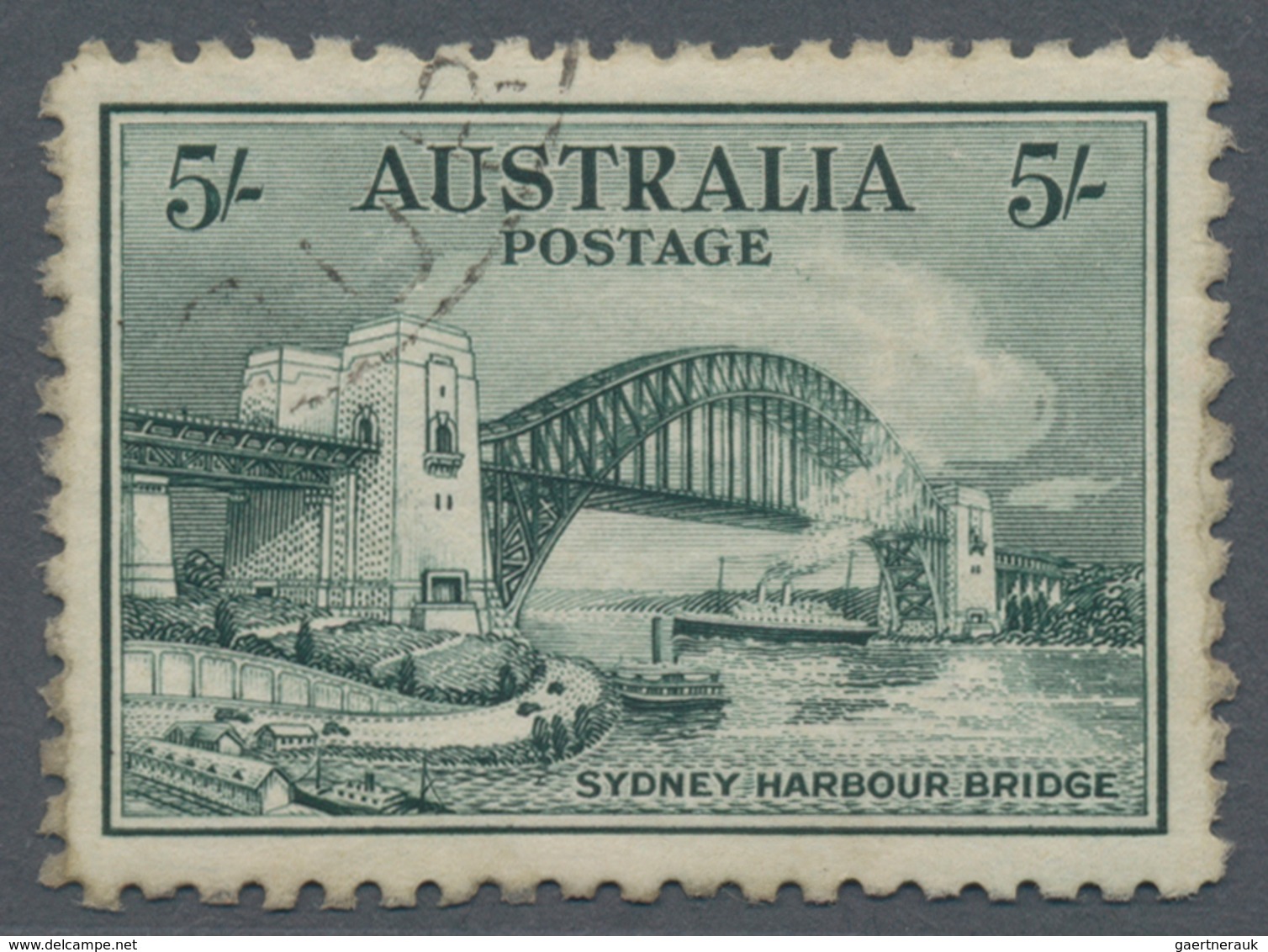 Australien: 1932, Sydney Harbour Bridge 5s. Dark Green Used With Melbourne Pmk. (CTO With Gum And Hi - Andere & Zonder Classificatie