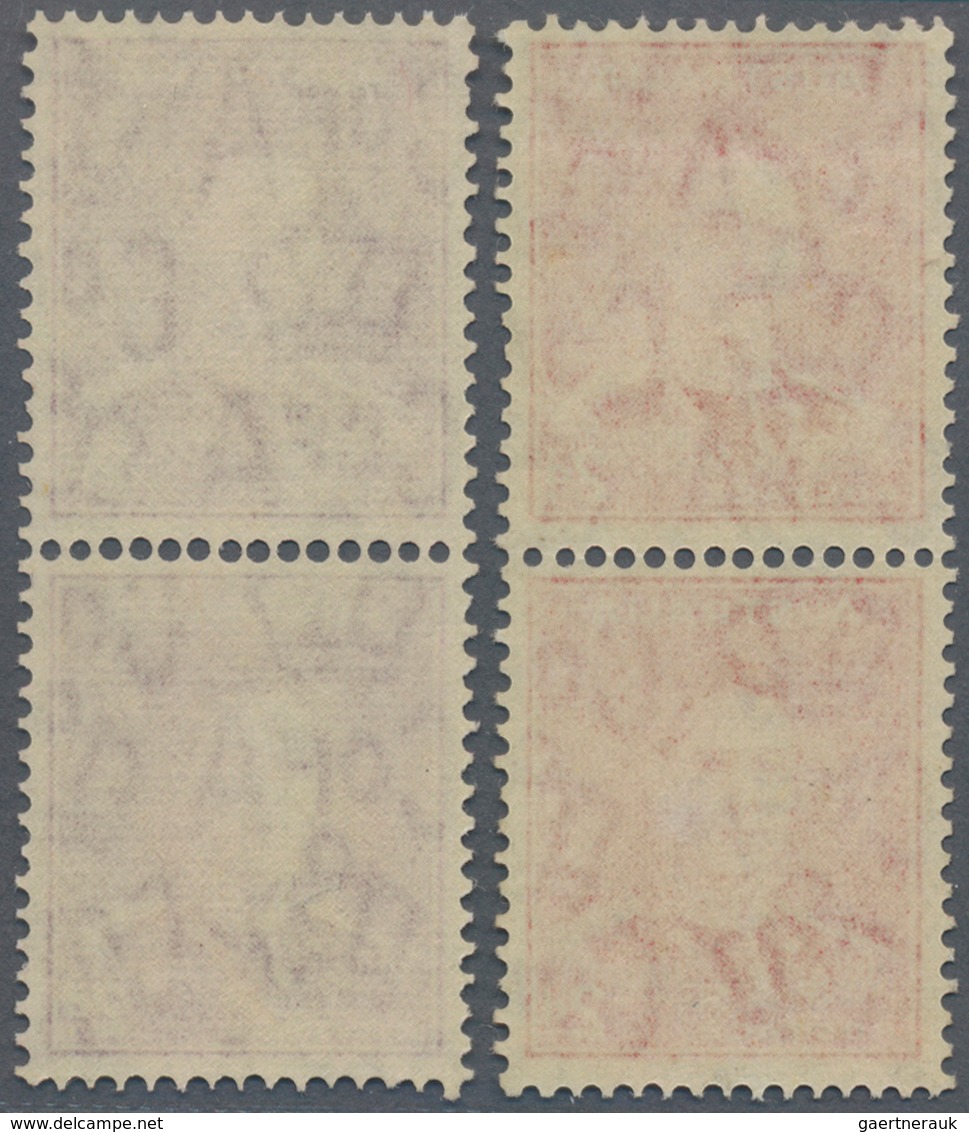 Australien: 1941/1942, KGVI Definitives 2d. Scarlet And 2d. Bright Purple In Vertical COIL PAIRS Wit - Andere & Zonder Classificatie