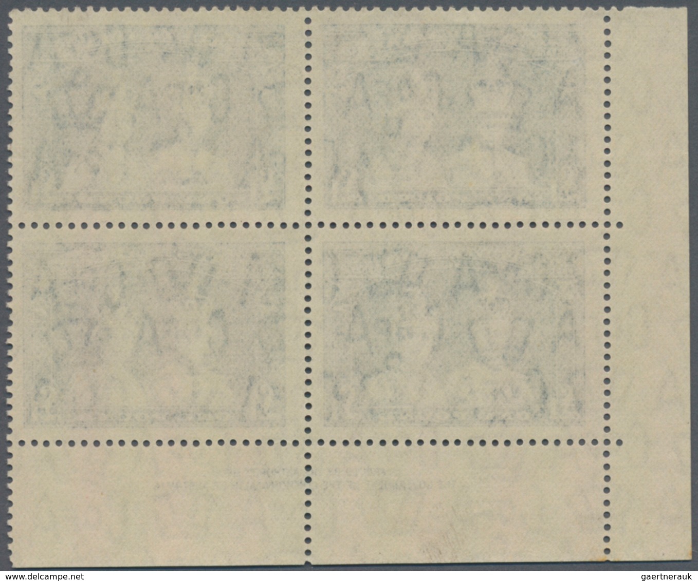 Australien: 1948/1949, Coronation Robes Set Of Three (5s., 10s. And £1) Thin Paper Blocks Of Four Fr - Autres & Non Classés
