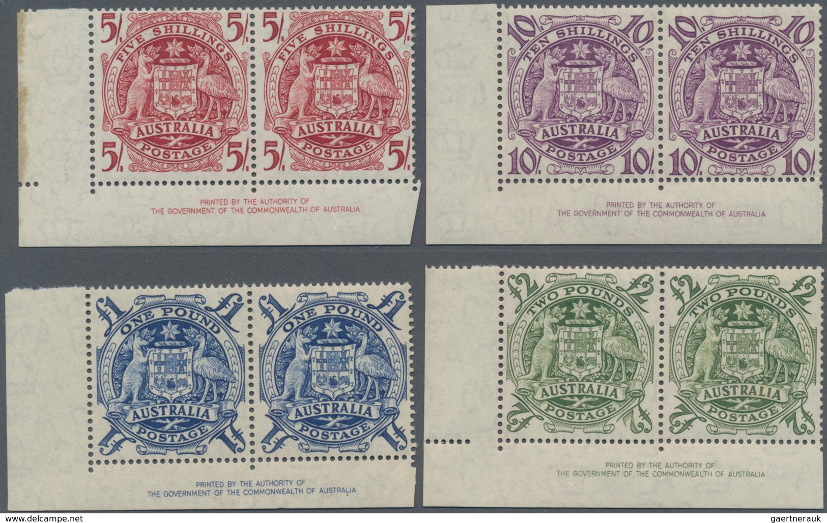 Australien: 1949/1950, Coat Of Arms Set Of Four In Horizontal Pairs From Lower Left Corners With 'AU - Andere & Zonder Classificatie