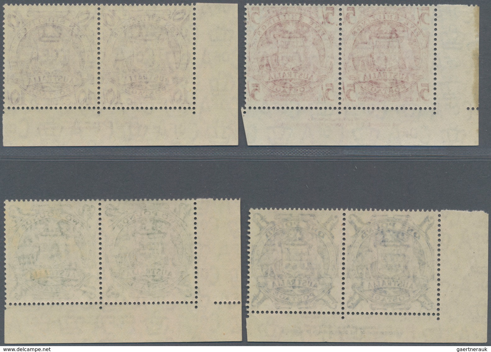Australien: 1949/1950, Coat Of Arms Set Of Four In Horizontal Pairs From Lower Left Corners With 'AU - Other & Unclassified