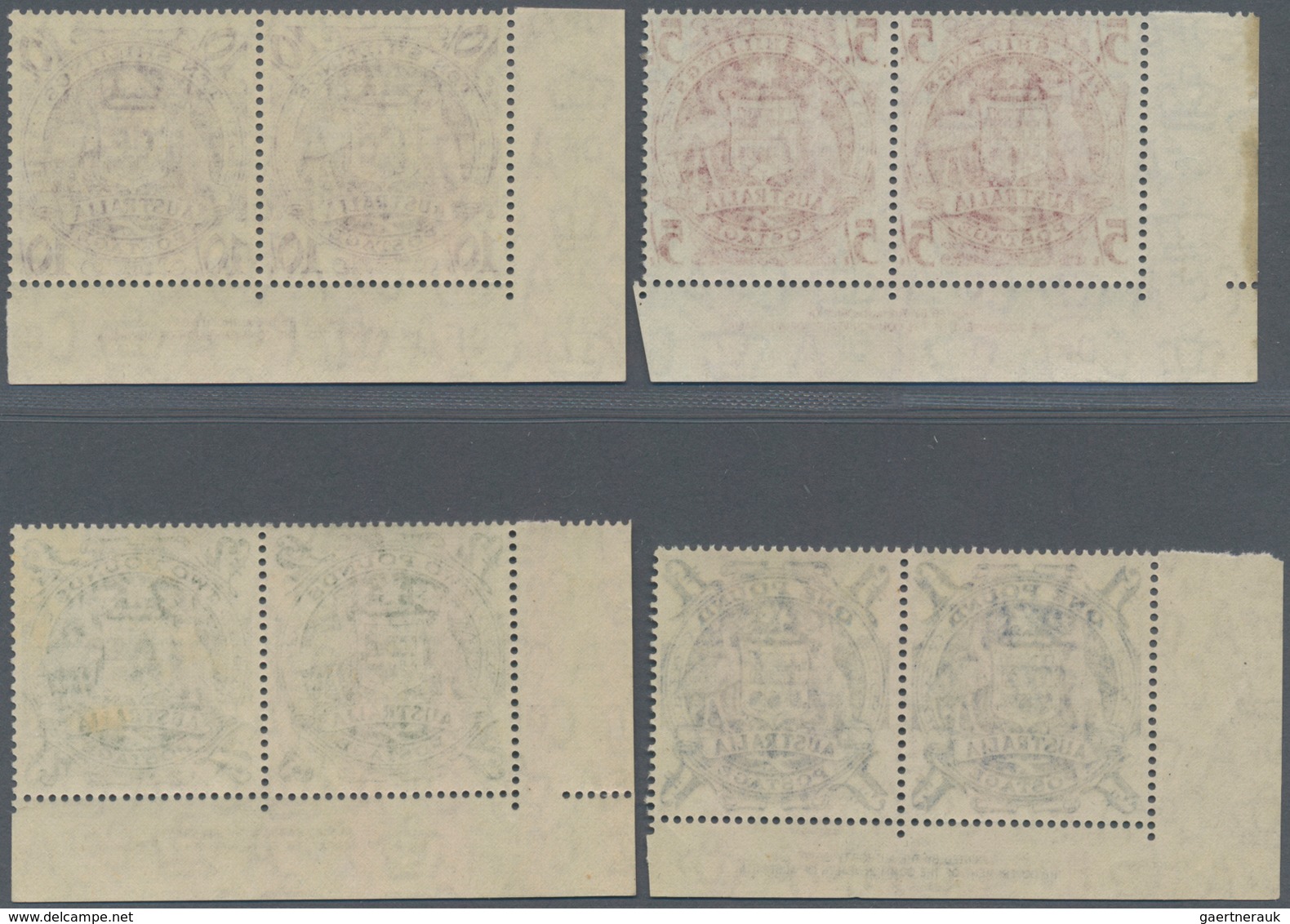 Australien: 1949/1950, Coat Of Arms Set Of Four In Horizontal Pairs From Lower Left Corners With 'AU - Andere & Zonder Classificatie