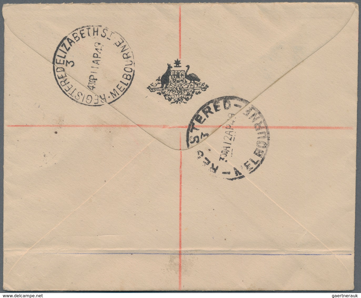 Australien: 1949 Coat Of Arms 5s. Claret, 10s. Purple And £1 Blue Each On A Registered First Day Cov - Other & Unclassified