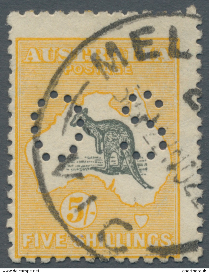 Australien - Dienstmarken Mit OS-Lochung: 1915, Kangaroo 5s. Grey And Yellow 2nd Wmk. Perf. OS, Fine - Dienstzegels