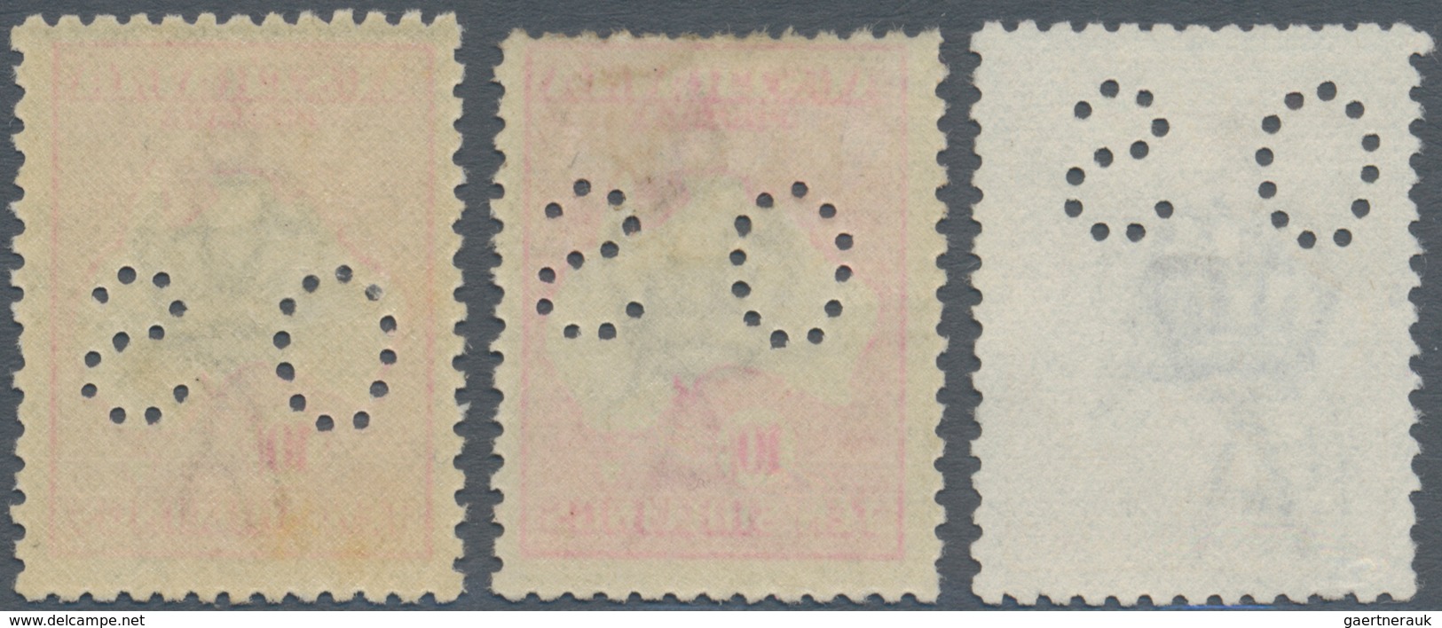 Australien - Dienstmarken Mit OS-Lochung: 1918, Kangaroos 3rd Wmk. 5s. Grey And Yellow And 10s. Grey - Dienstzegels