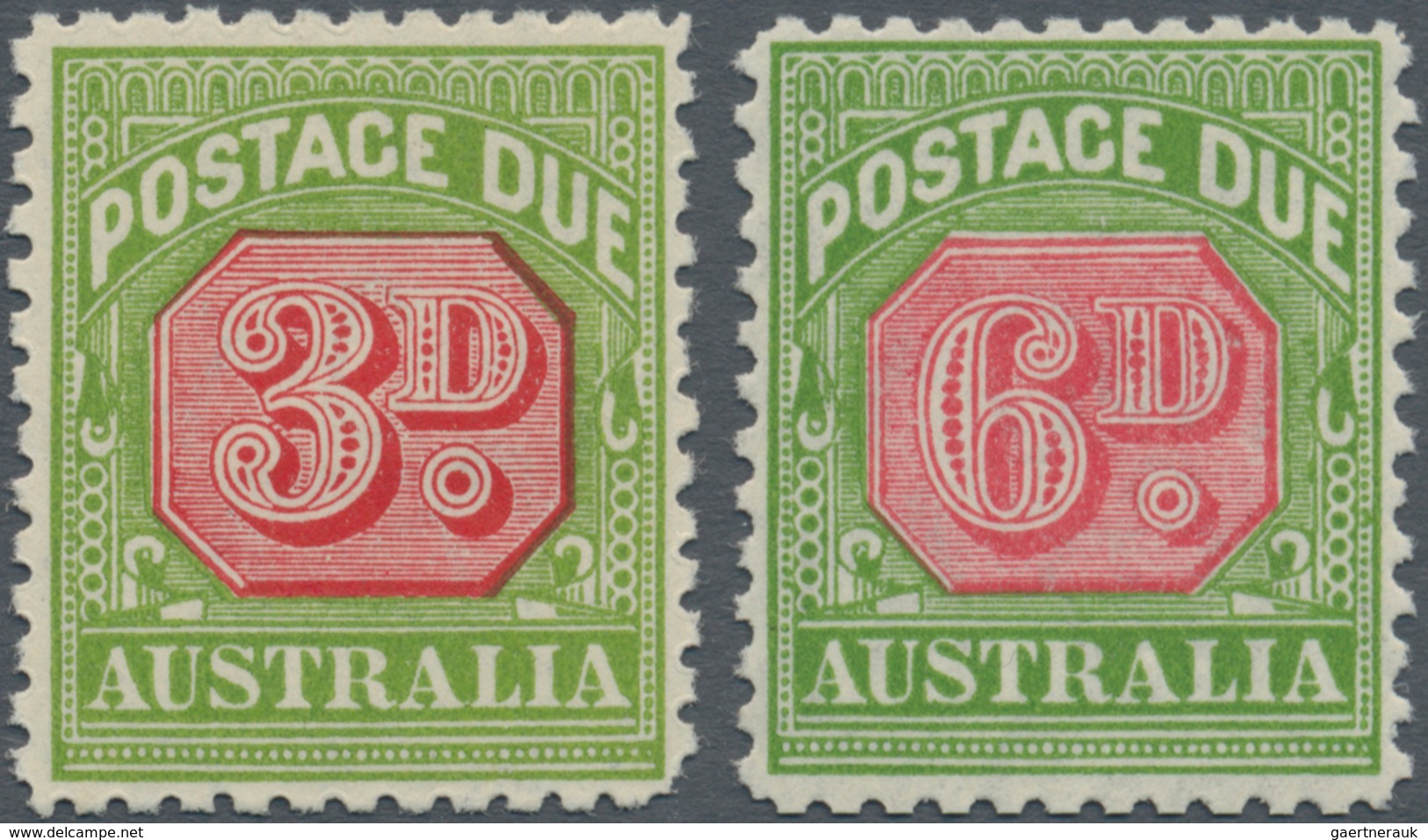 Australien - Portomarken: 1936, Postage Dues 3d. And 6d. Carmine-red/yellow-green With Wmk. Crown Ov - Postage Due