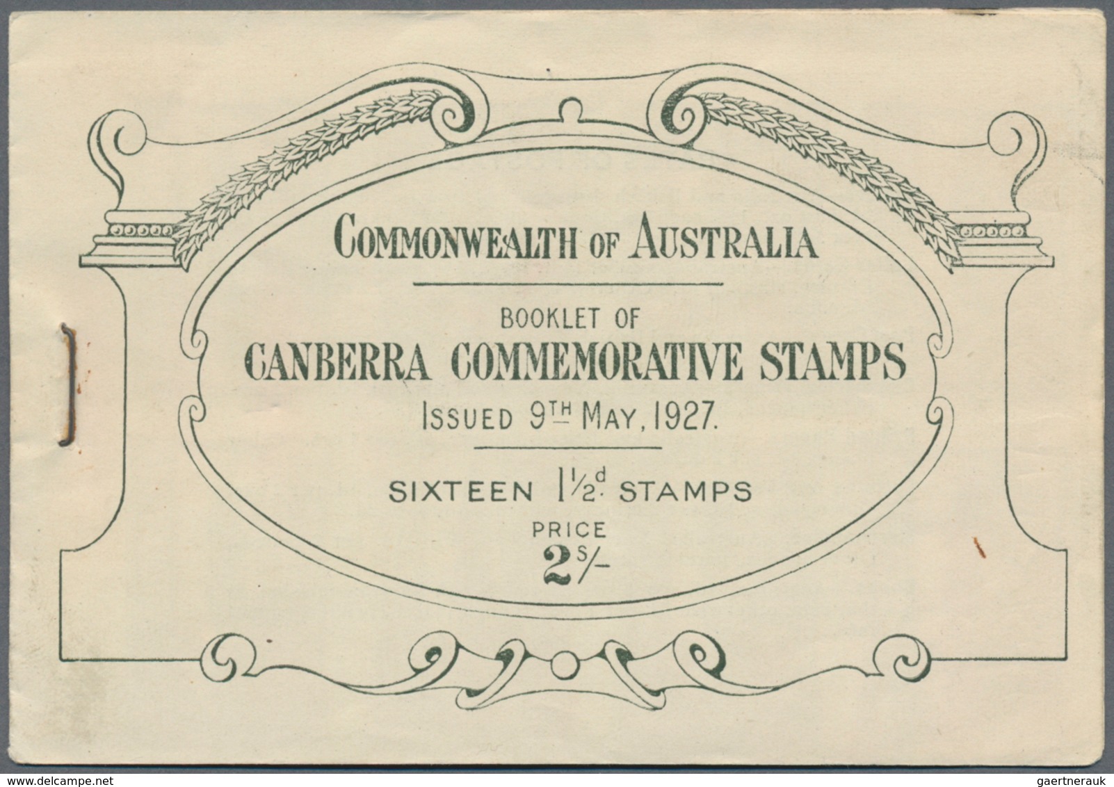 Australien - Markenheftchen: 1927, Opening Of Parliament House Canberra, 2s. Booklet Complete With T - Booklets