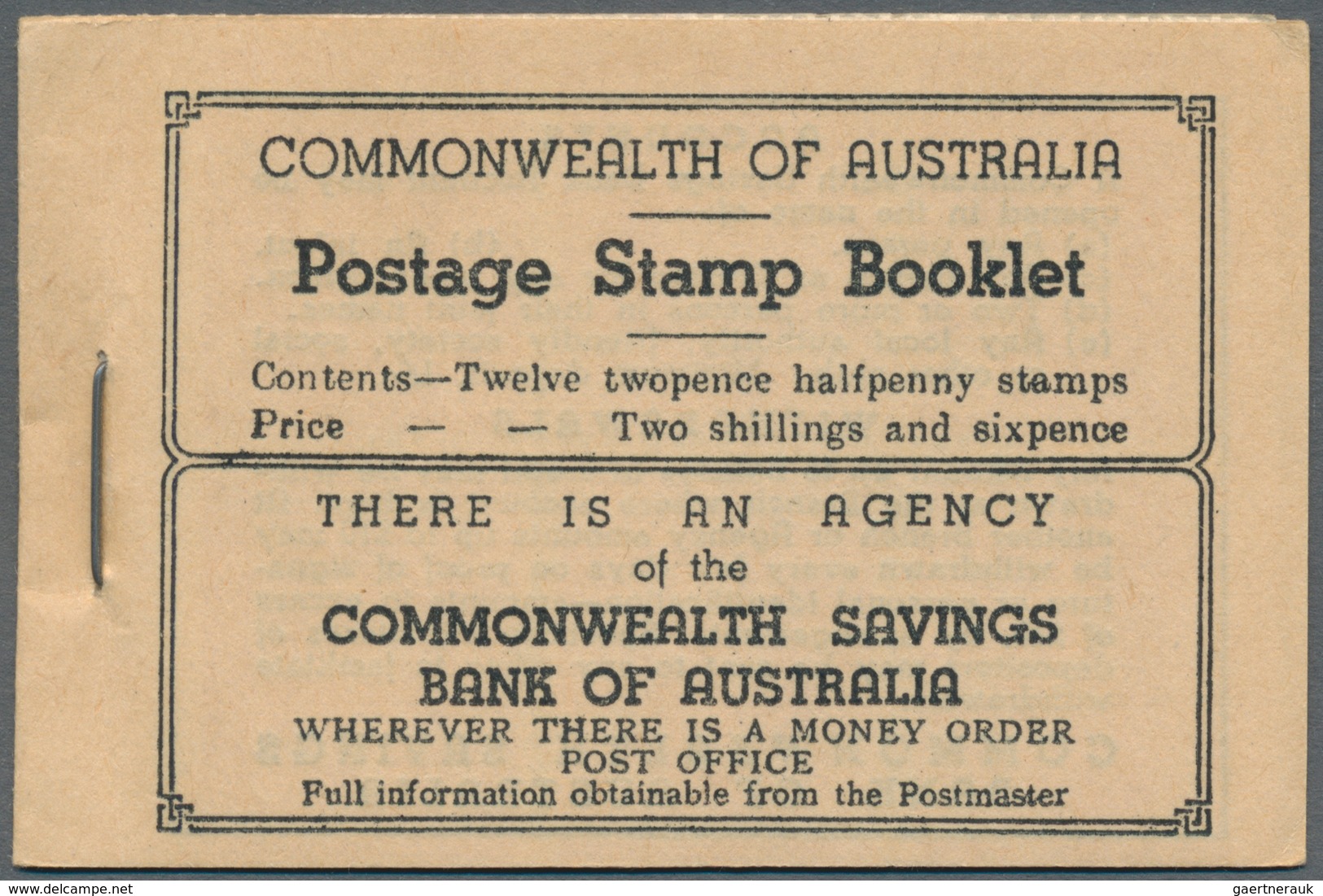 Australien - Markenheftchen: 1942, KGVI Booklet 2s.6d. With Buff Cover Containing KGVI 12 X 2½d. Sca - Postzegelboekjes