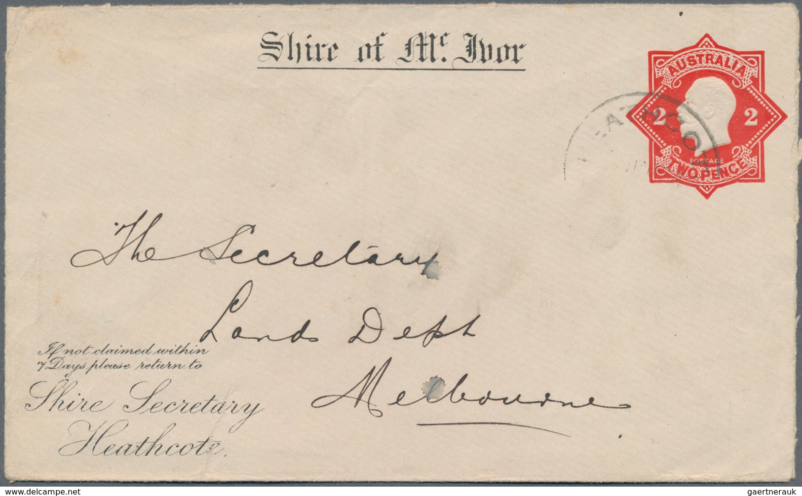 Australien - Ganzsachen: 1922/1924, Two Postal Stationery Envelopes Used, With 1922 2d. Red On White - Postwaardestukken