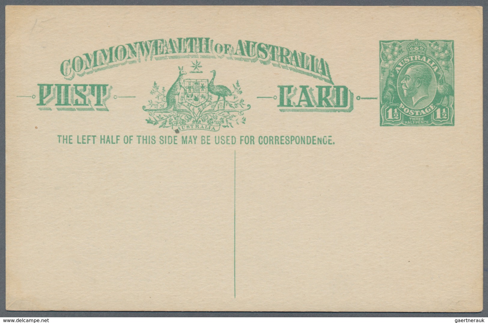 Australien - Ganzsachen: 1923, Two Different Postcards KGV 1½d. Emerald-green With And Without Footn - Postwaardestukken