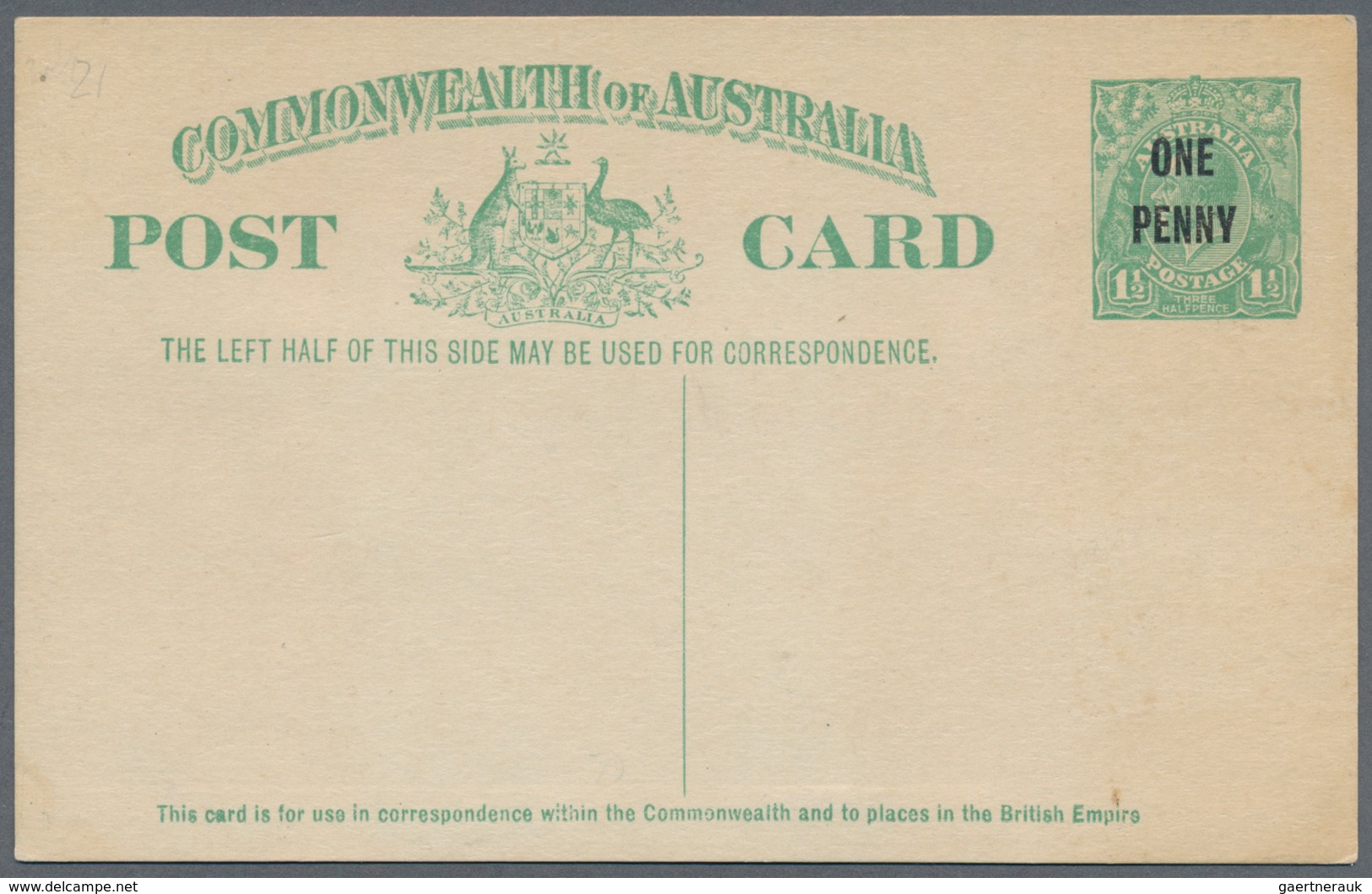 Australien - Ganzsachen: 1923, Four Different Postcards KGV 1½d. Emerald-green And 1½d. Brown Both W - Postwaardestukken