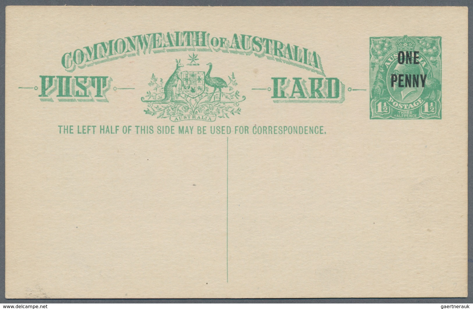 Australien - Ganzsachen: 1923, four different postcards KGV 1½d. emerald-green and 1½d. brown both w