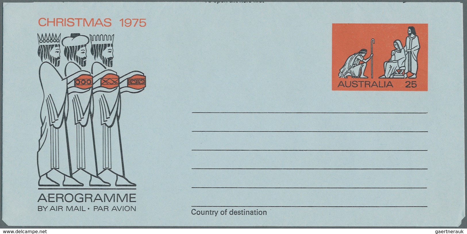 Australien - Ganzsachen: 1975, Aerogramme 25c Christmas ALBINO Printing With All Colours Missing But - Postal Stationery