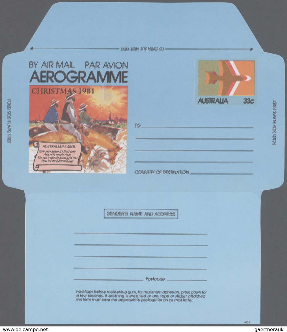 Australien - Ganzsachen: 1981, Aerogramme 33c Christmas With DOUBLE PRINT Of Black Colour (inscripti - Postwaardestukken