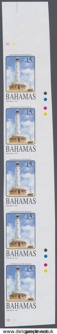 Bahamas: 2005, 15c. Lighthouses, IMPERFORATE Proof Trip Of Five With Traffic Lights, Mint Never Hing - Bahamas (1973-...)