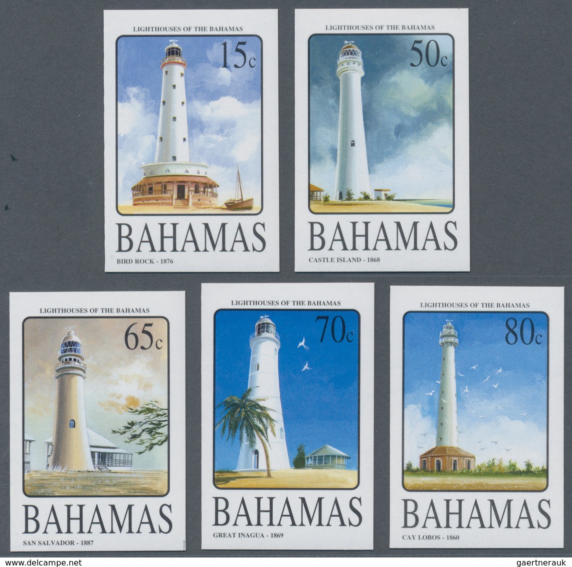 Bahamas: 2005. Complete Set "Bahamas Lighthouses (II)" In IMPERFORATE Single Stamps Showing "Bird Ro - Bahama's (1973-...)