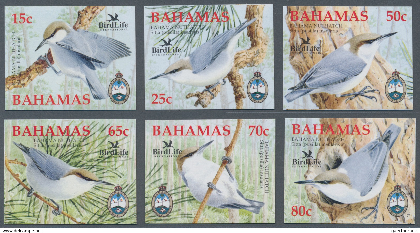 Bahamas: 2006. Complete Set "Nature Conservation Organisation 'BirdLife International'" In IMPERFORA - Bahamas (1973-...)