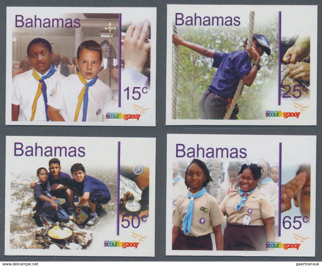 Bahamas: 2007. Complete Set "100 Years Scout Movement" (4 Values) In IMPERFORATE Single Stamps Showi - Bahamas (1973-...)