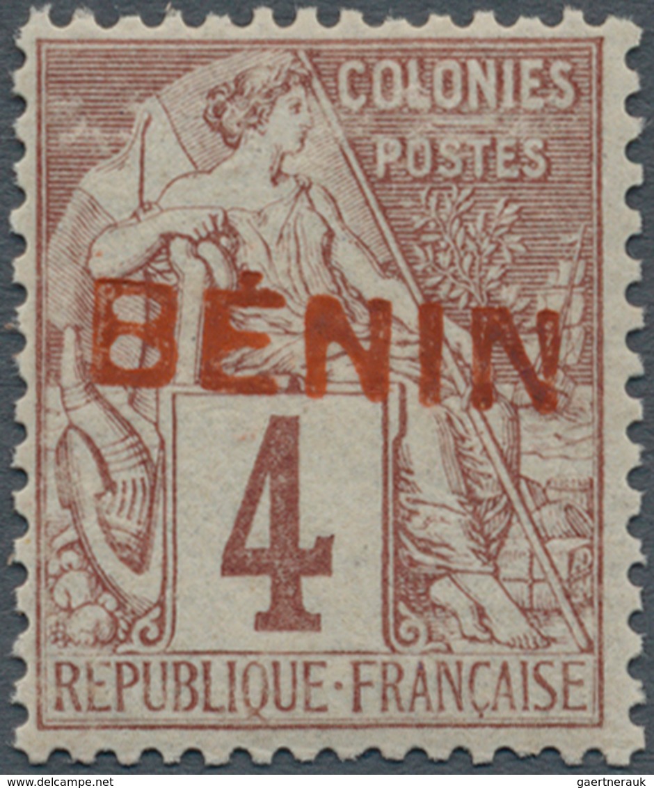 Benin: 1892, 4c Claret, Lavender, Overprinted "Benin" In RED, NON ISSUED, Mint, NH, Signed By Calves - Benin – Dahomey (1960-...)