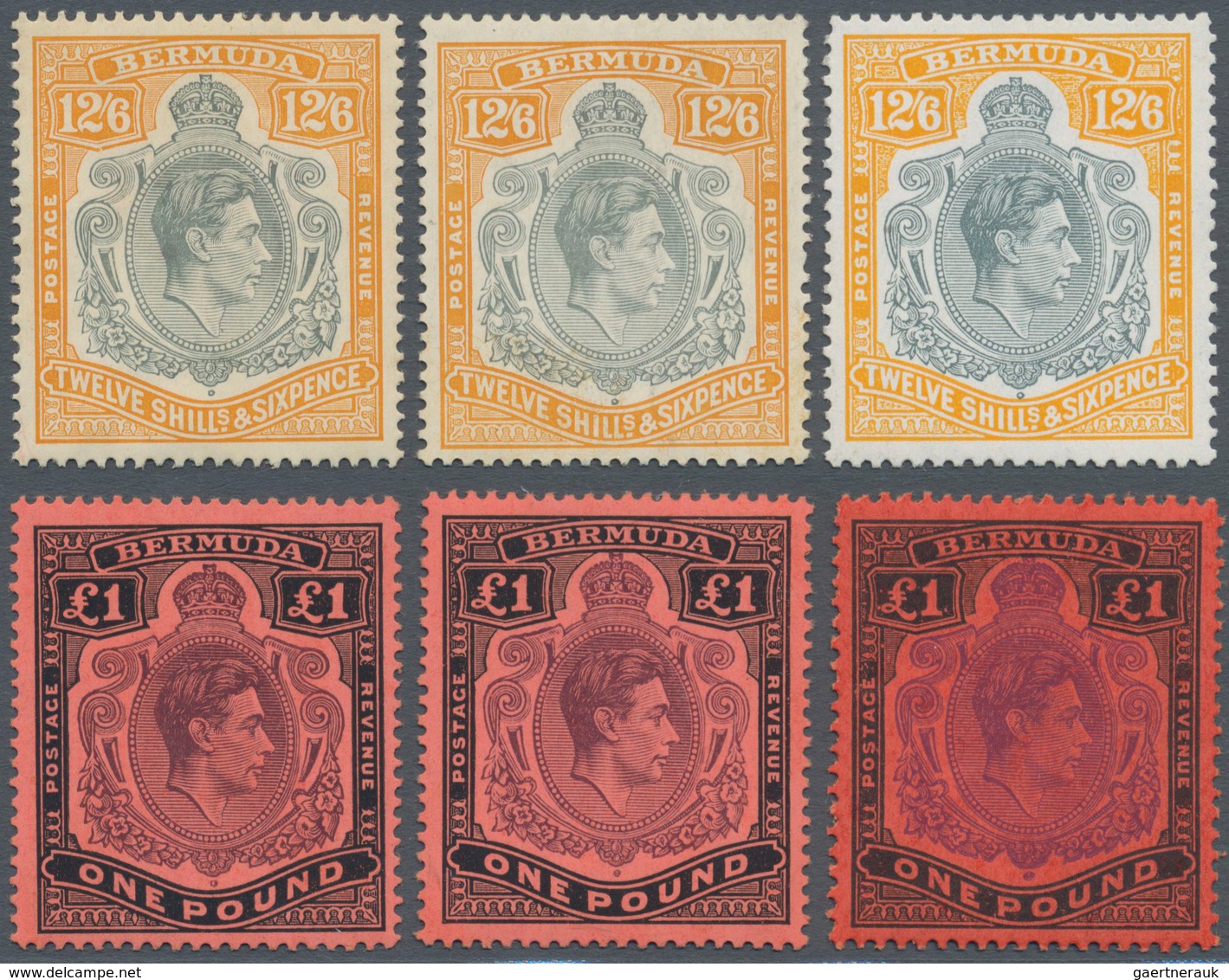 Bermuda-Inseln: 1938/1953, KGVI High Value Definitives Lot With 19 Stamps From 2s. To 1pd. Incl. Dif - Bermuda