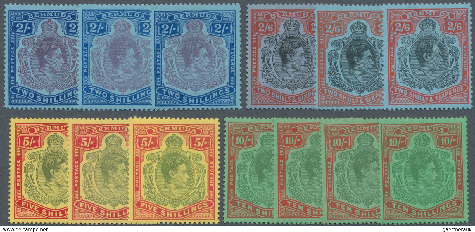 Bermuda-Inseln: 1938/1953, KGVI High Value Definitives Lot With 19 Stamps From 2s. To 1pd. Incl. Dif - Bermuda