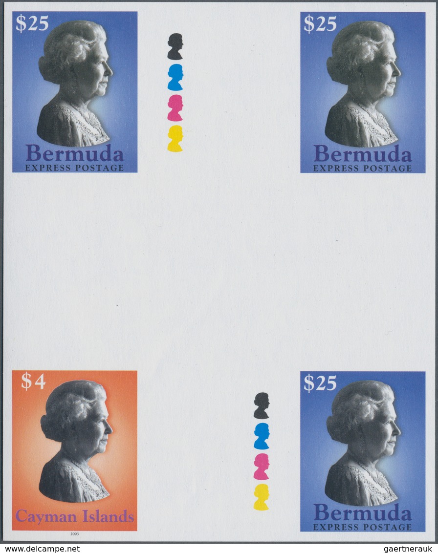 Bermuda-Inseln: 2003, QEII Definitive Issue IMPERFORATE Block Of Four With Vertical And Horiz. Gutte - Bermuda