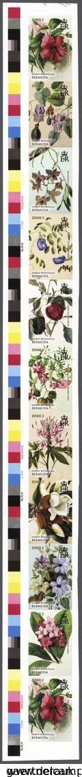 Bermuda-Inseln: 2015, Plants/Blossoms, IMPERFORATE Proof Se-tenant Strip Of Ten With Traffic Lights, - Bermudas