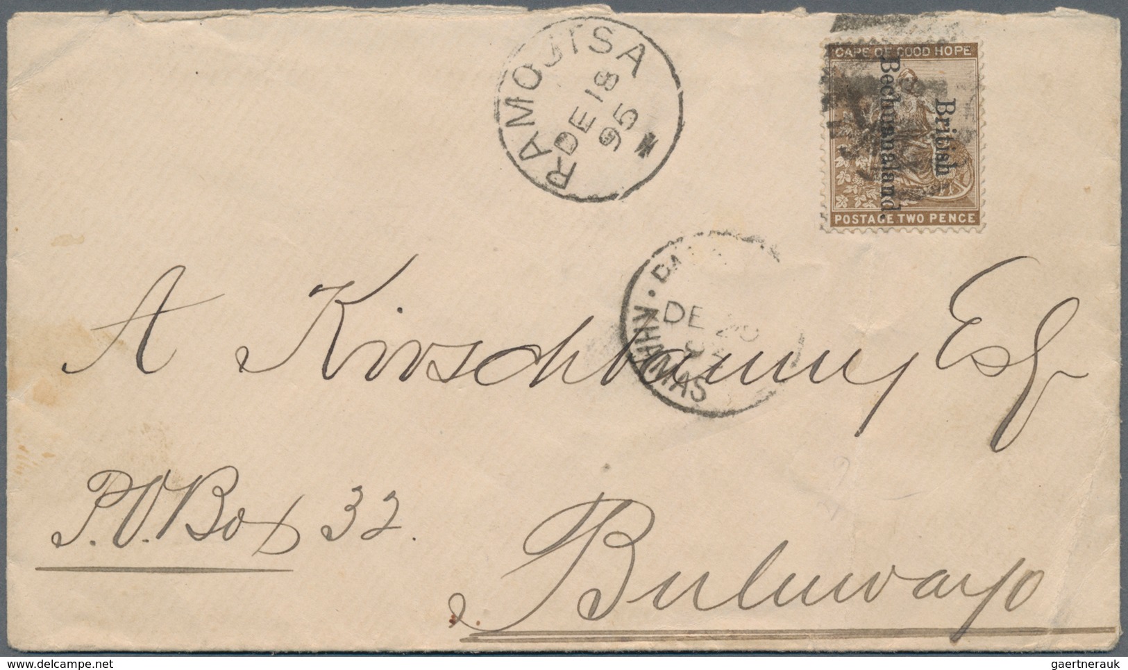 Betschuanaland: 1895 2d. Bistre With Ovpt. "British/Bechuanaland" Reading Downwards, Used On Cover F - 1885-1964 Protectorado De Bechuanaland
