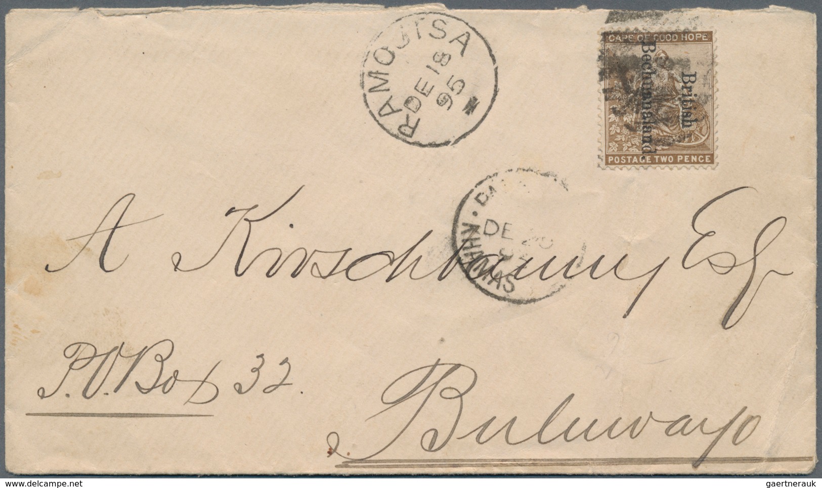 Betschuanaland: 1895 2d. Bistre With Ovpt. "British/Bechuanaland" Reading Downwards, Used On Cover F - 1885-1964 Bechuanaland Protectorate