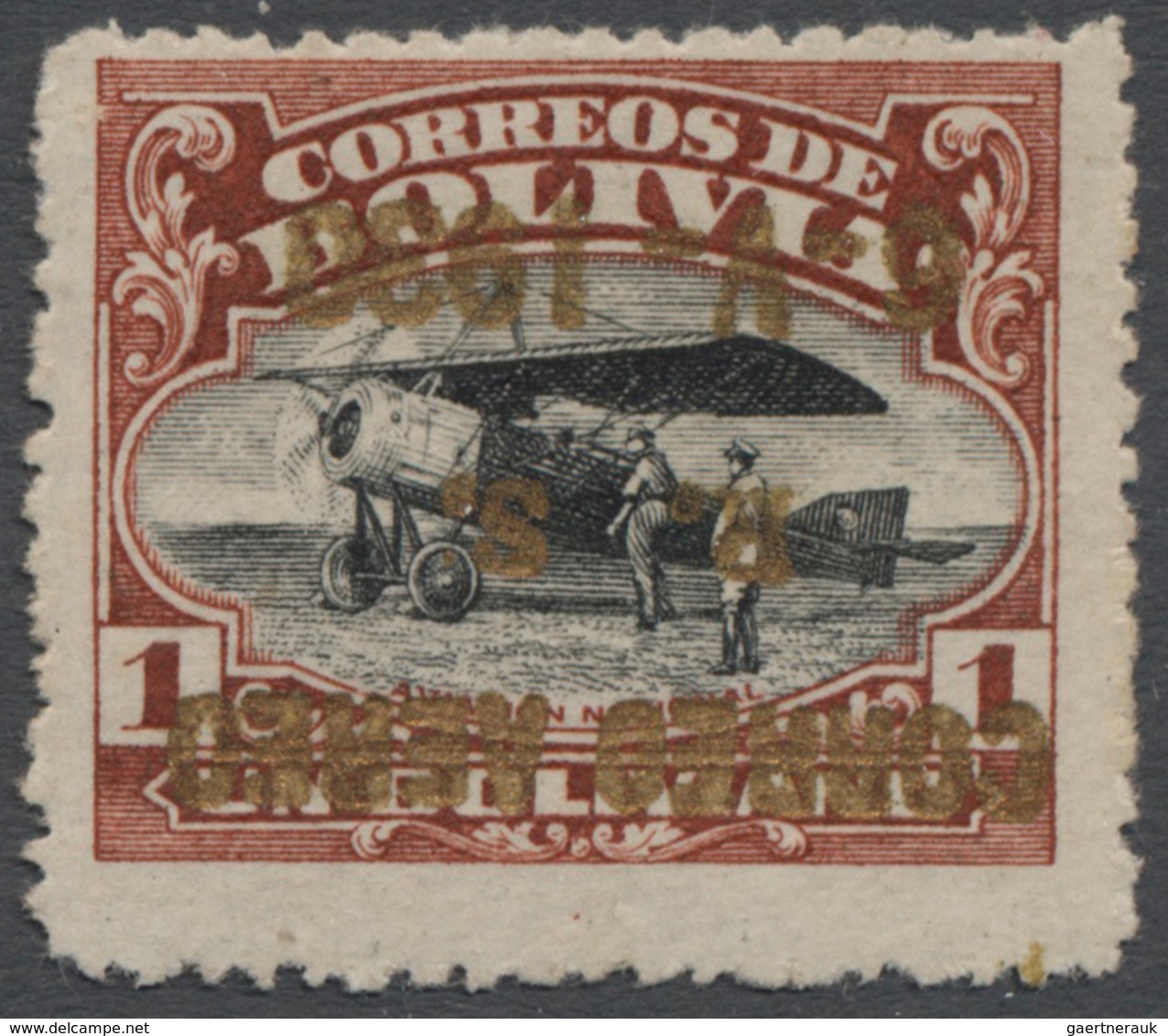 Bolivien: 1930, Visit Of The Airship "Graf Zeppelin" In South America, 1 Bolivar With Inverted Metal - Bolivie