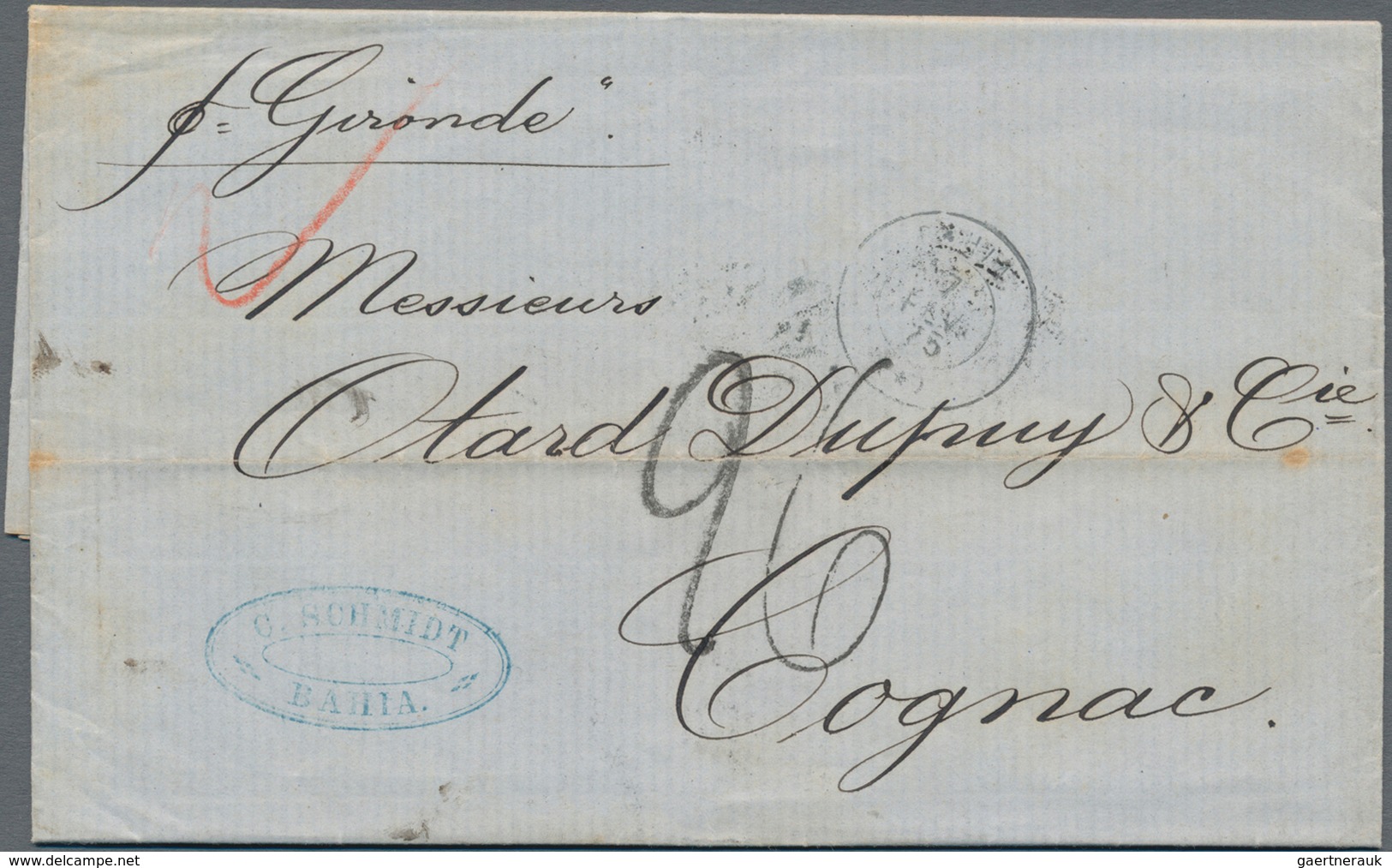 Brasilien - Vorphilatelie: 1849/1875-76: Four Stampless Transatlantic Letters To Europe, With 1849 L - Prephilately