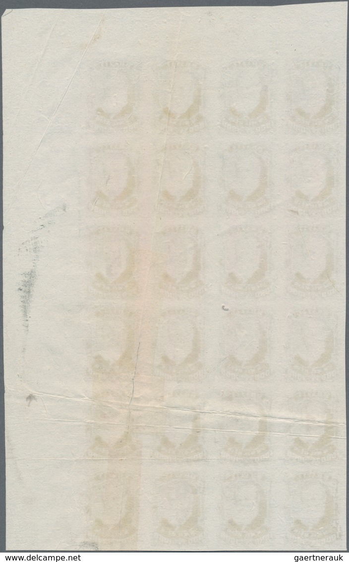Brasilien: 1878-79, 1.000 R. Gray-lilac Imperf Block Of 24 On White Wove Paper, Top Right Wide Corne - Andere & Zonder Classificatie