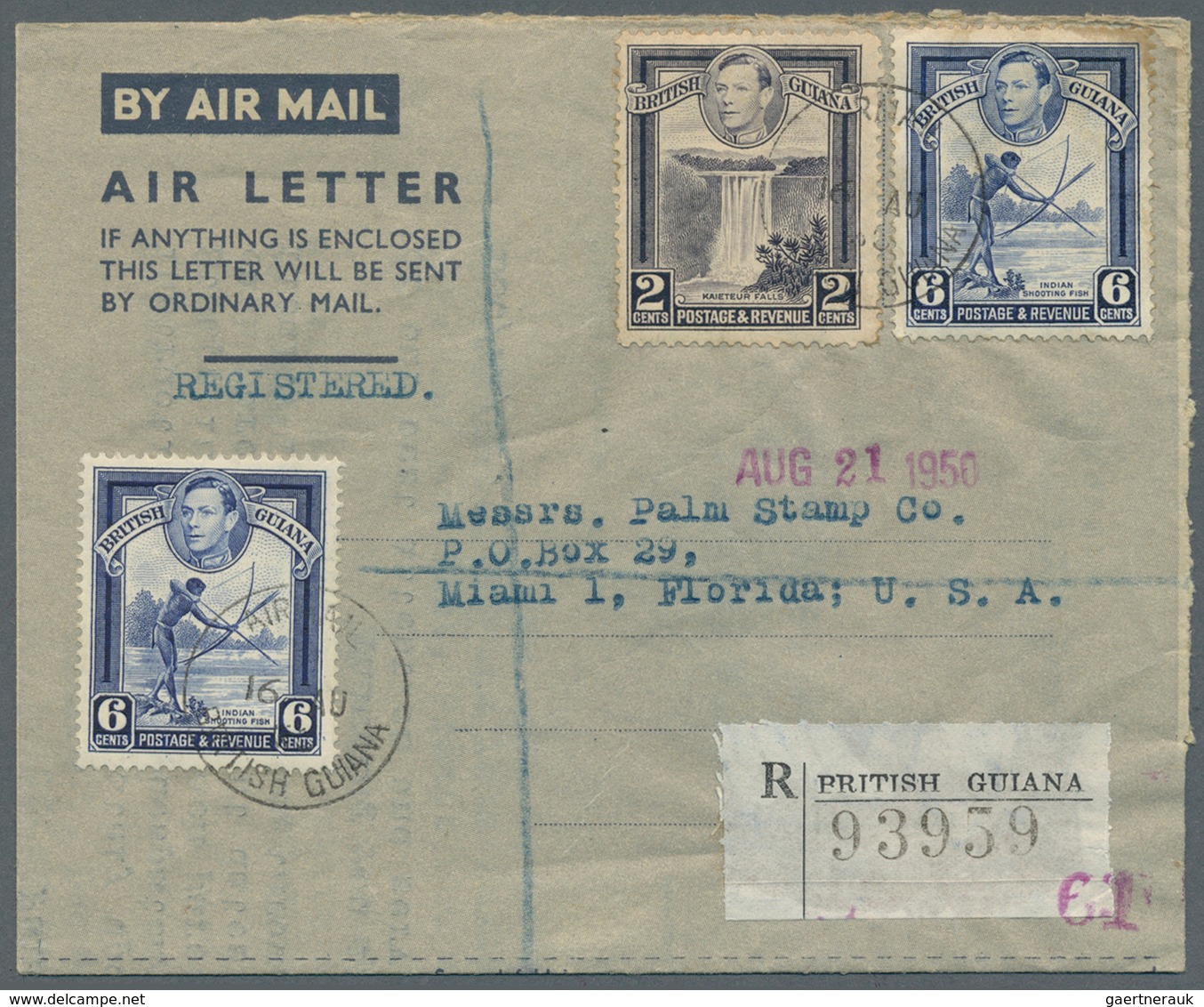 Britisch-Guyana: 1950/1971, Five Formular AIRLETTERS Bearing Different Definitives All Commercially - Britisch-Guayana (...-1966)