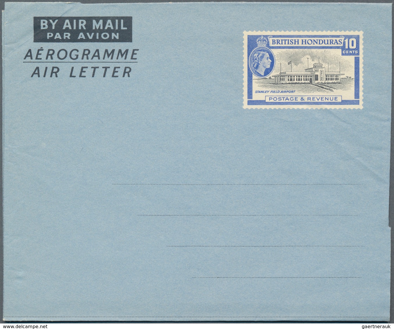 Britisch-Honduras: 1955 Two Unused Airgrams 10 Cents Blue/black Stainley Field Airport, One Item Wit - British Honduras (...-1970)