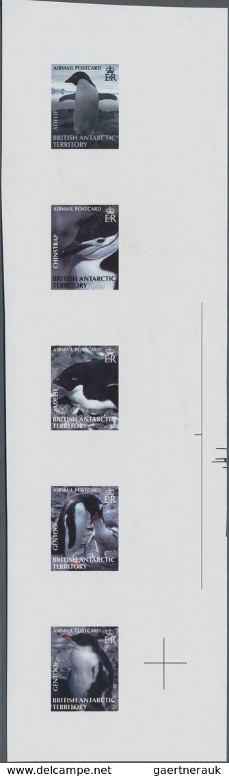 Britische Gebiete In Der Antarktis: 2006, Penguins, IMPERFORATE Proof Se-tenant Strip Of Five, Mint - Unused Stamps