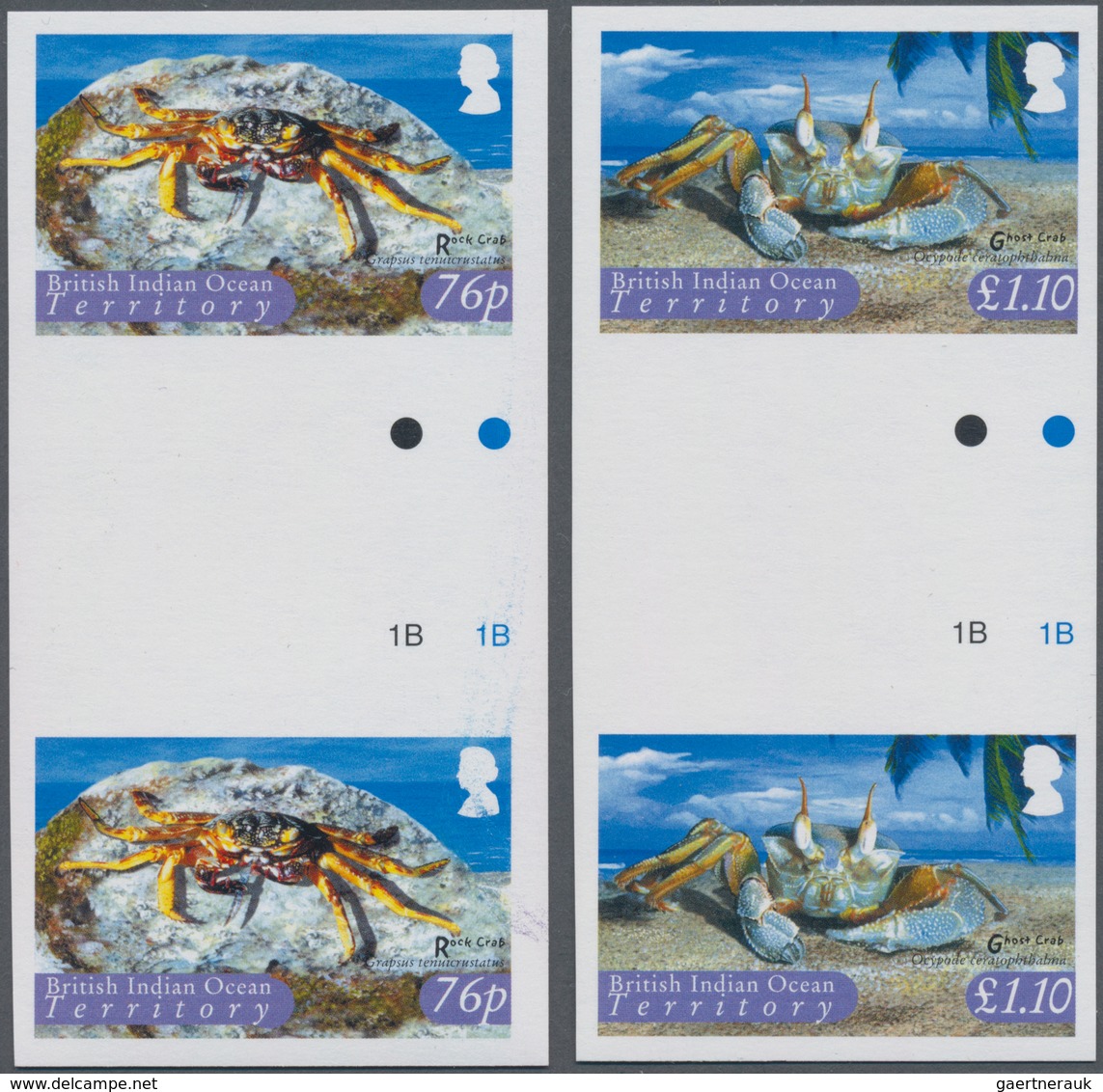 Britisches Territorium Im Indischen Ozean: 2004, Crustaceans Complete Set Of Four In Vertical IMPERF - Andere & Zonder Classificatie