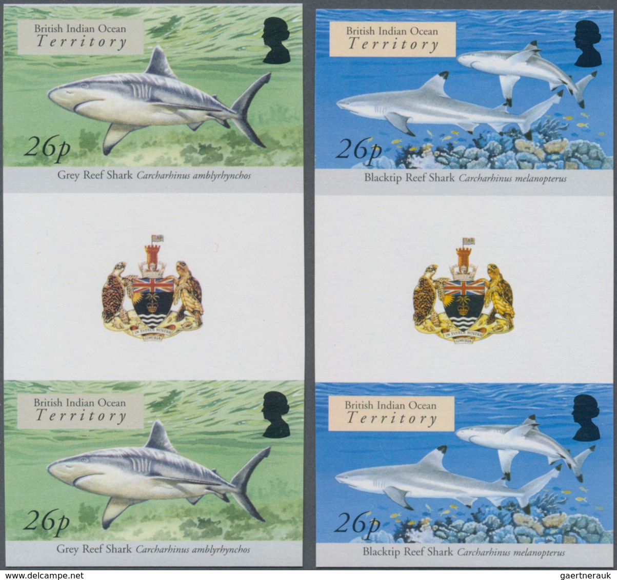 Britisches Territorium Im Indischen Ozean: 2005, Sharks And Rays Complete Set Of Eight In Vertical I - Andere & Zonder Classificatie