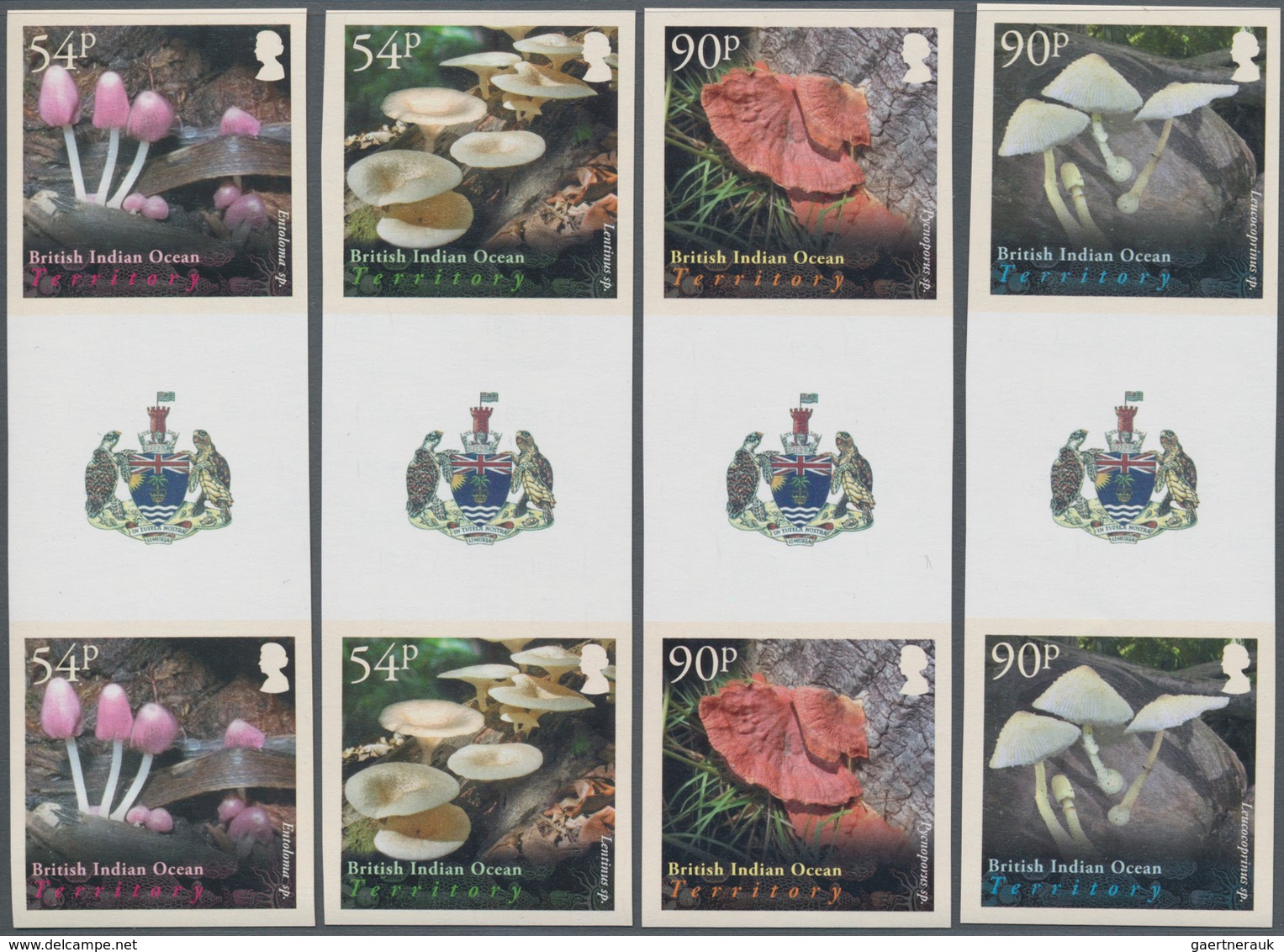 Britisches Territorium Im Indischen Ozean: 2009, Mushrooms Complete Set Of Four In Vertical IMPERFOR - Other & Unclassified