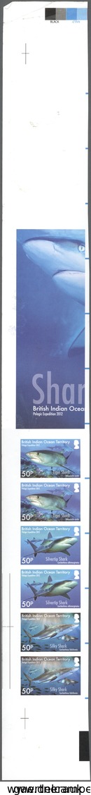 Britisches Territorium Im Indischen Ozean: 2016, Sharks, Two IMPERFORATE Proof Se-tenant Strips Of S - Andere & Zonder Classificatie