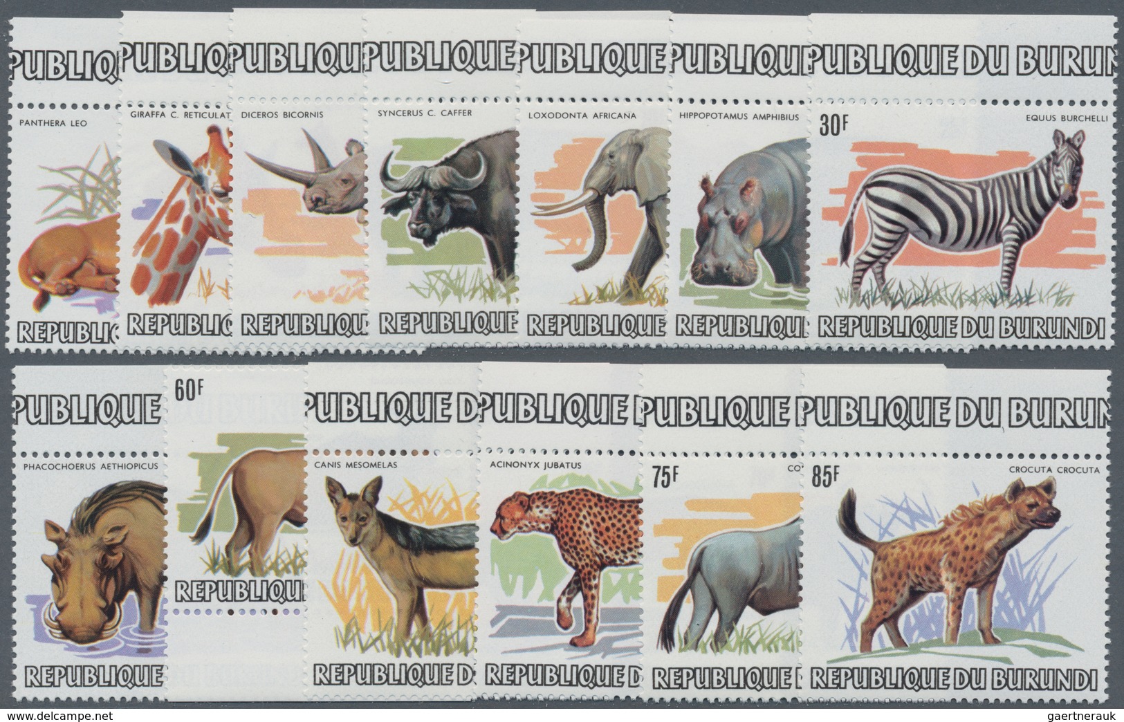 Burundi: 1982, African Wildlife Complete Set Of 13 From 2fr. To 85fr. (Lion, Giraffe, Rhinoceros, El - Andere & Zonder Classificatie