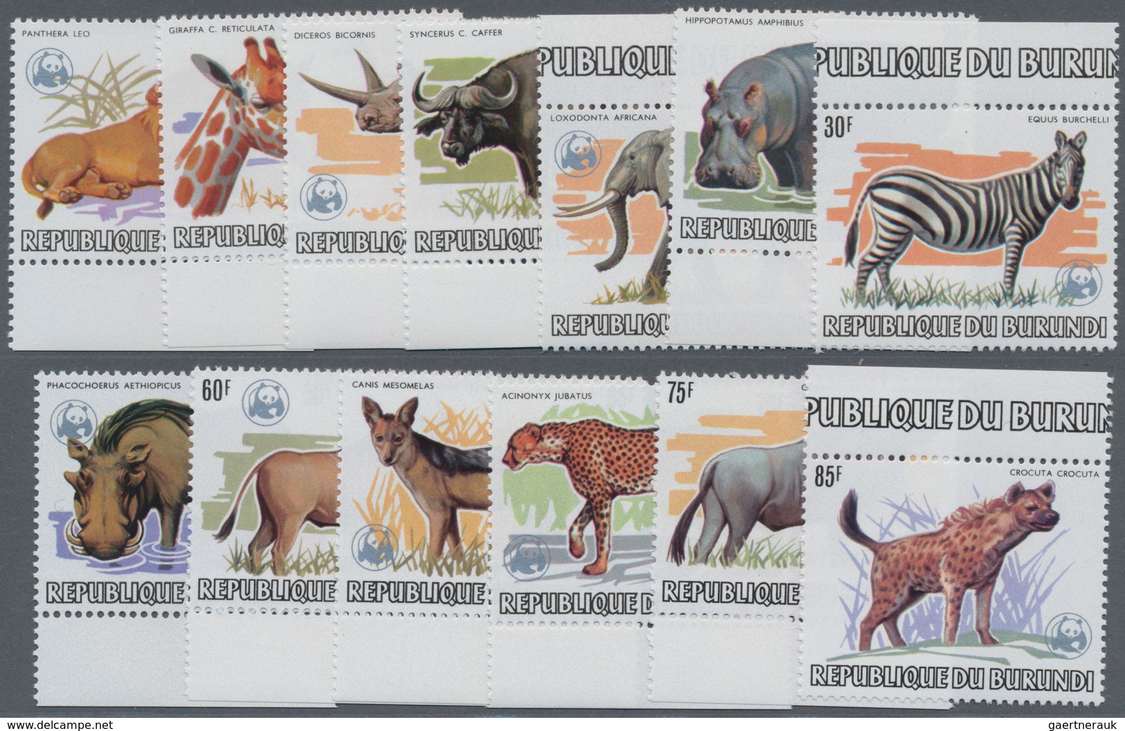 Burundi: 1983, African Wildlife Complete Set Of 13 From 2fr. To 85fr. (Lion, Giraffe, Rhinoceros, El - Andere & Zonder Classificatie