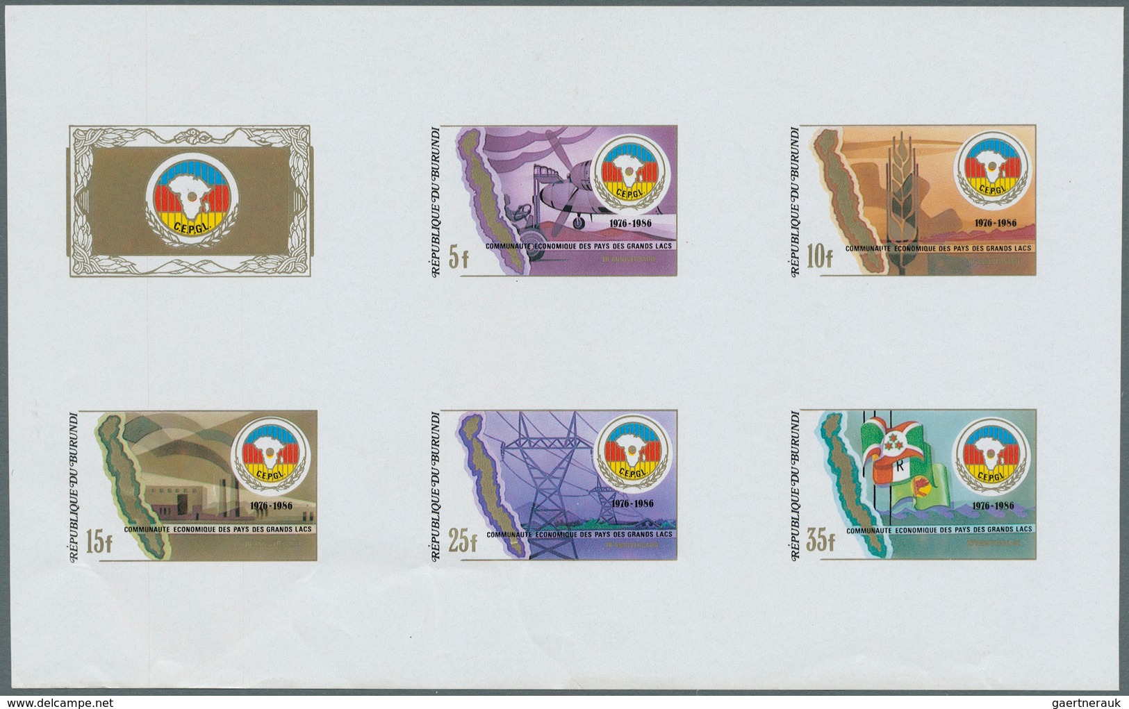 Burundi: 1986, Collective 12 Phased Die And Color Proof For The Complete Set (5 Values And 1 Label) - Other & Unclassified