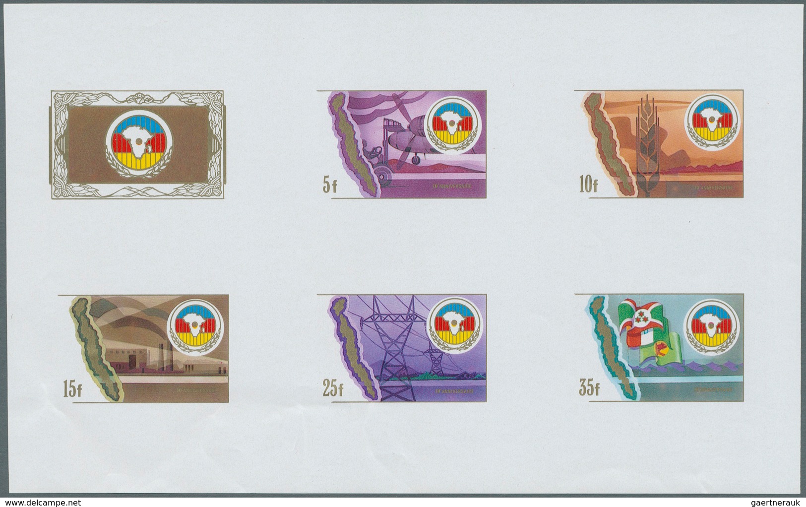 Burundi: 1986, collective 12 phased die and color proof for the complete set (5 values and 1 label)