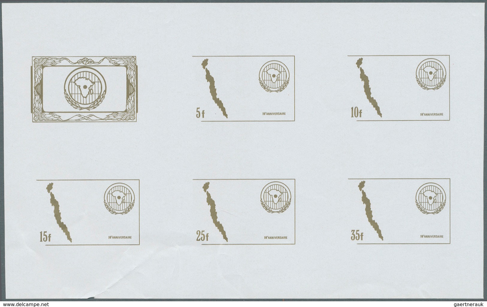 Burundi: 1986, collective 12 phased die and color proof for the complete set (5 values and 1 label)